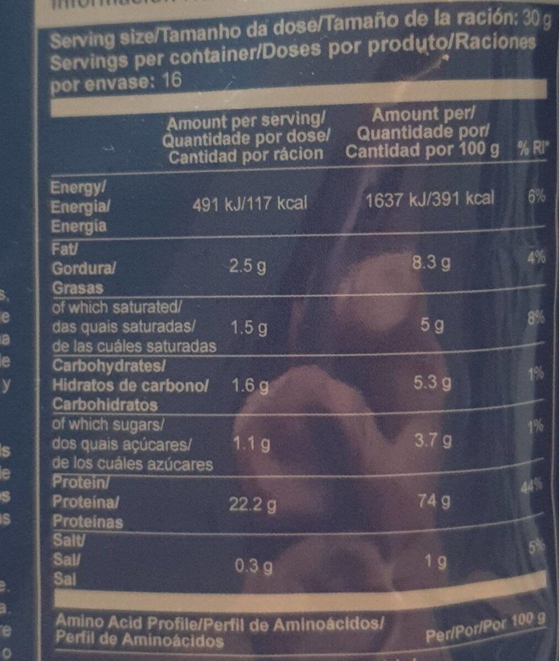 Foto da tabela nutricional