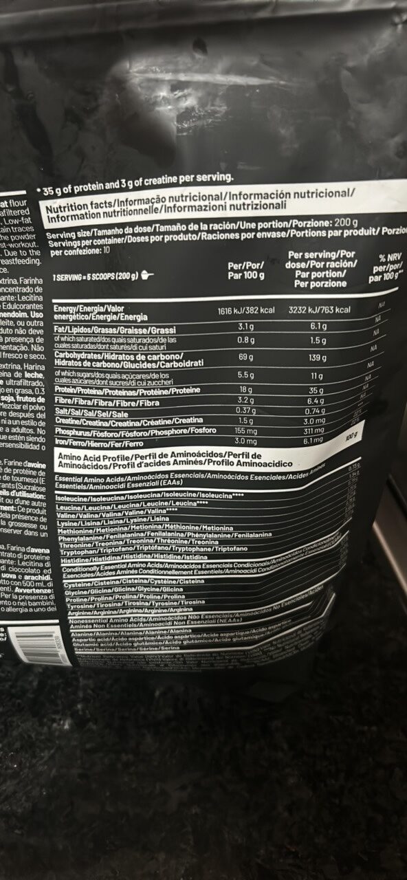 Foto da tabela nutricional