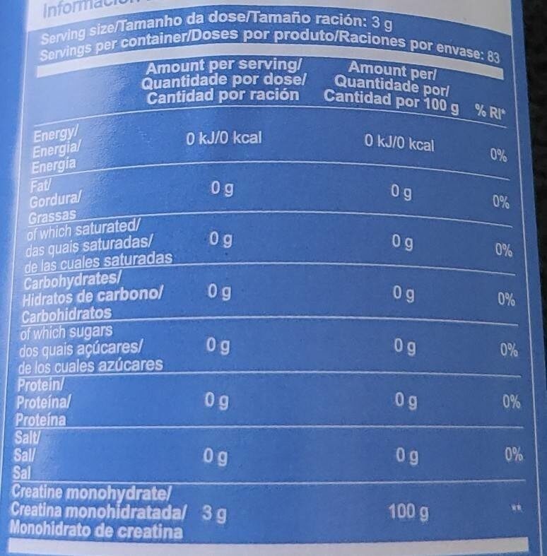Foto da tabela nutricional