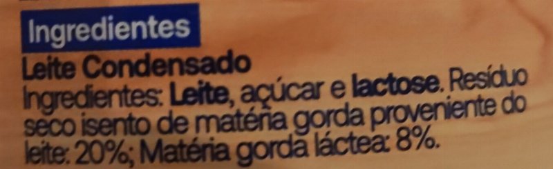 Foto da lista de ingredientes