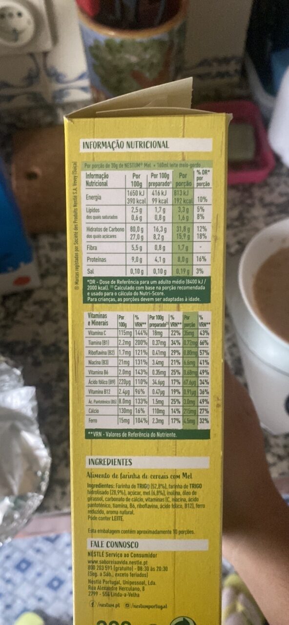 Foto da tabela nutricional
