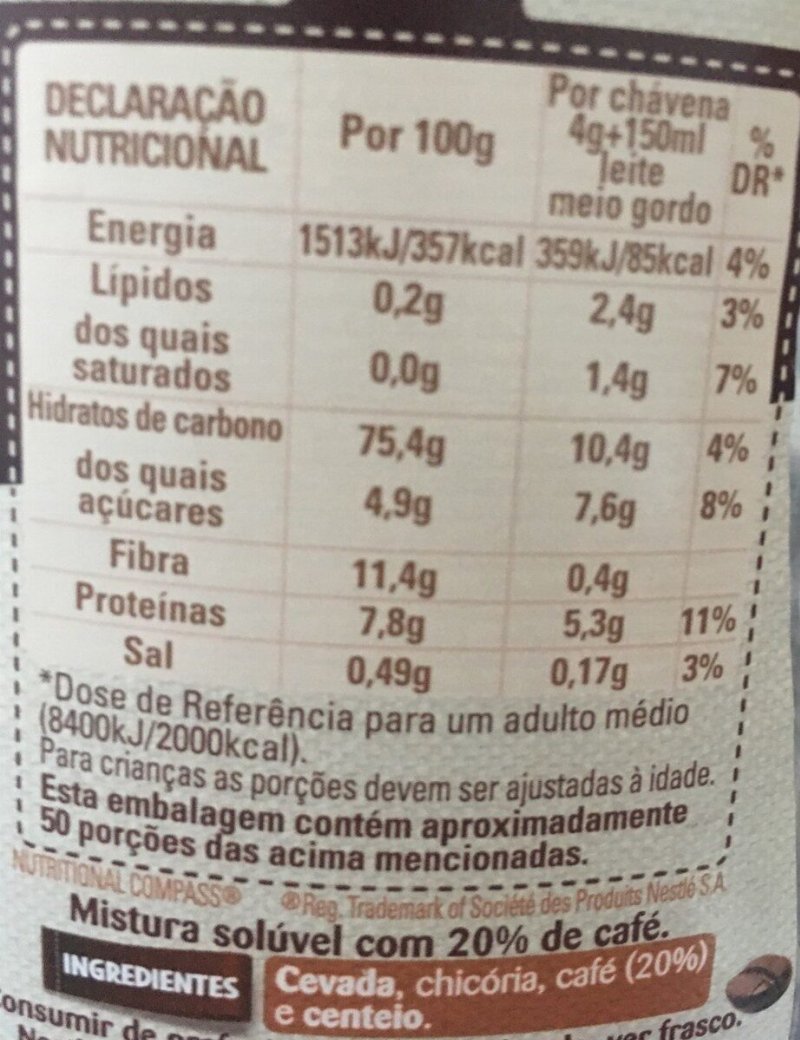Foto da tabela nutricional