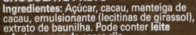 Foto da lista de ingredientes