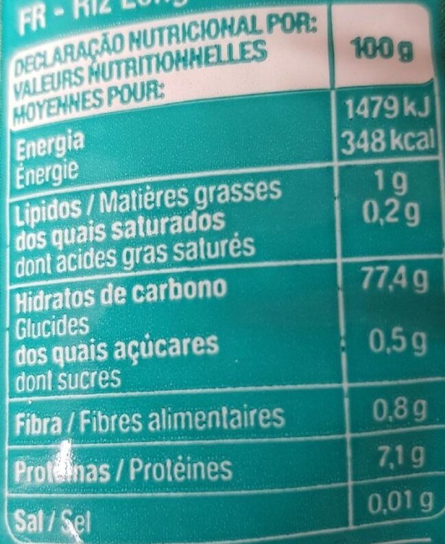 Foto da tabela nutricional