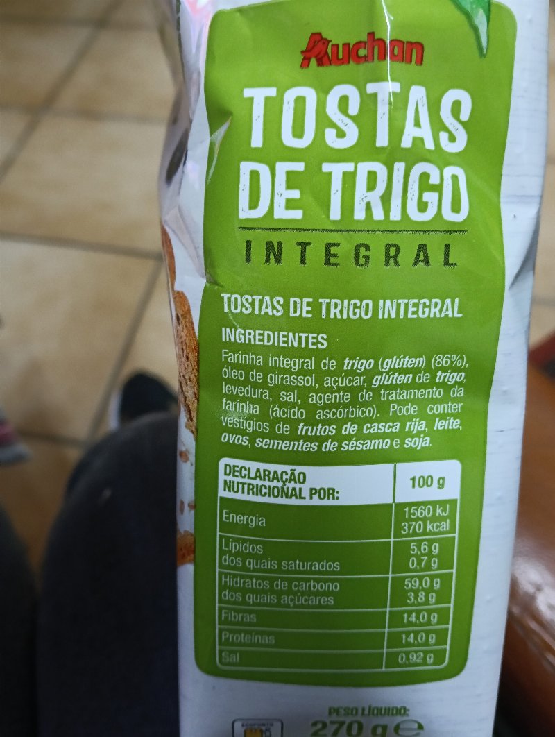 Foto da lista de ingredientes