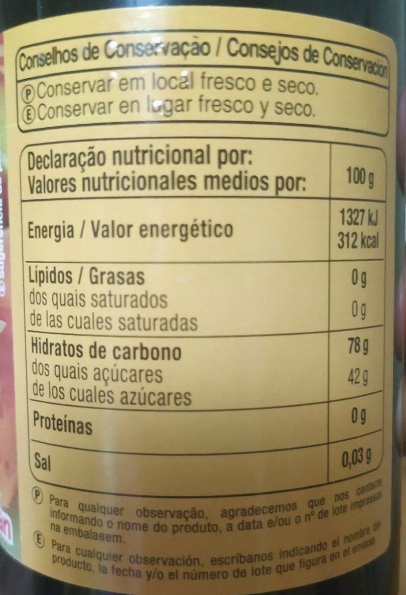 Foto da tabela nutricional