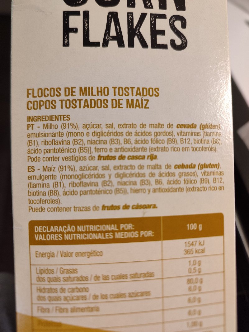 Foto da lista de ingredientes