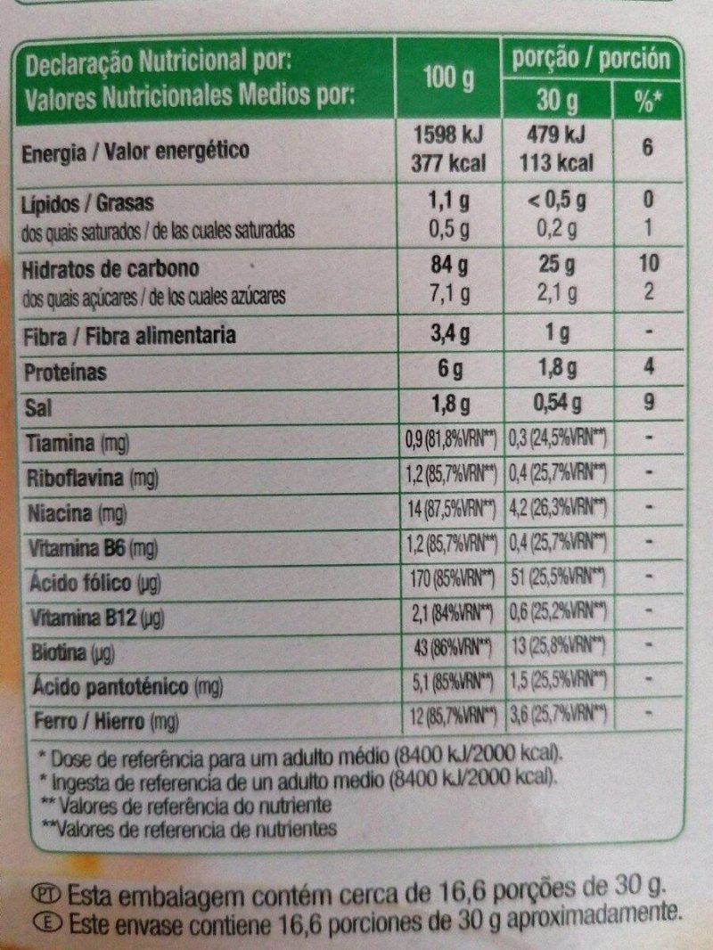 Foto da tabela nutricional