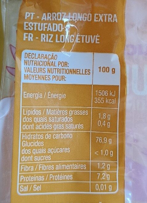 Foto da tabela nutricional