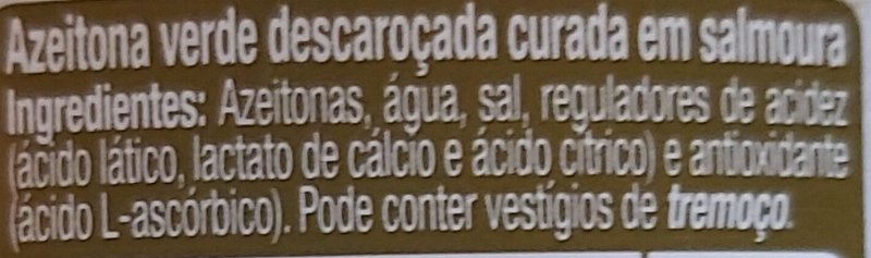 Foto da lista de ingredientes