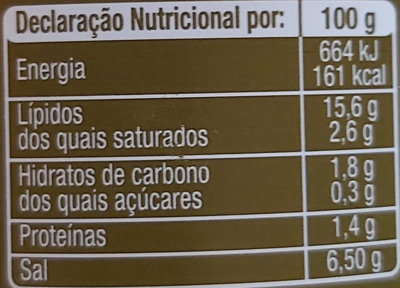 Foto da tabela nutricional