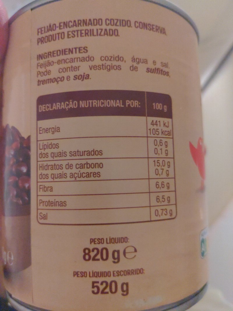 Foto da tabela nutricional