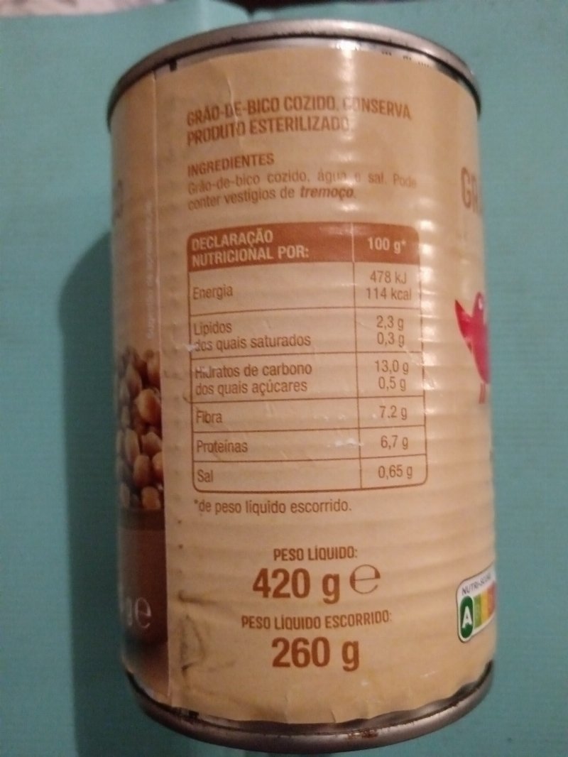 Foto da lista de ingredientes