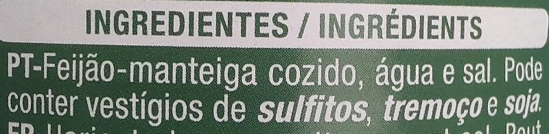 Foto da lista de ingredientes