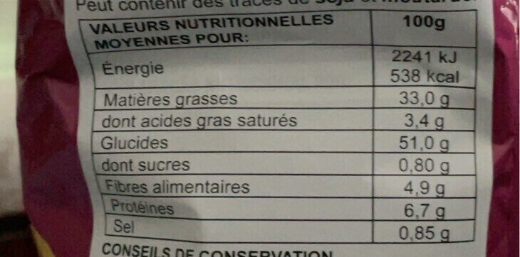 Foto da tabela nutricional