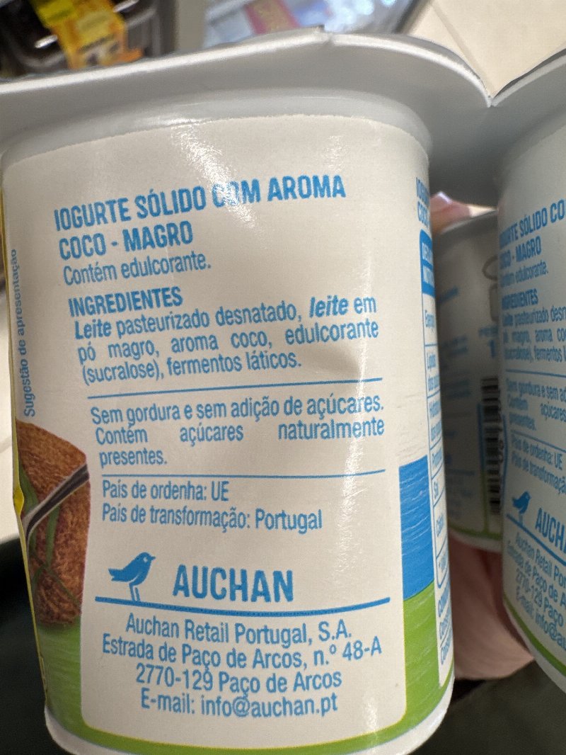Foto da lista de ingredientes
