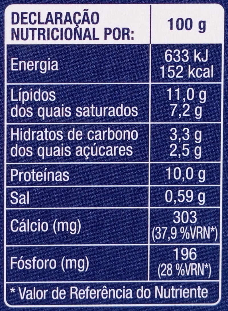 Foto da tabela nutricional