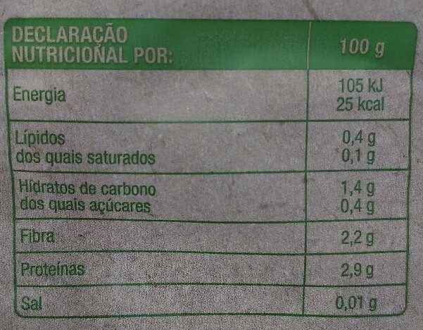 Foto da tabela nutricional