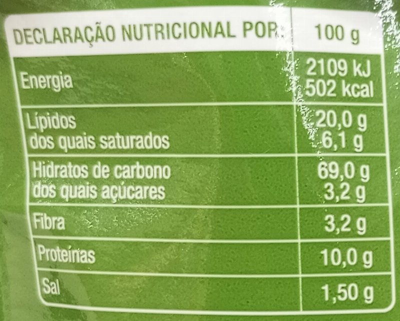 Foto da tabela nutricional