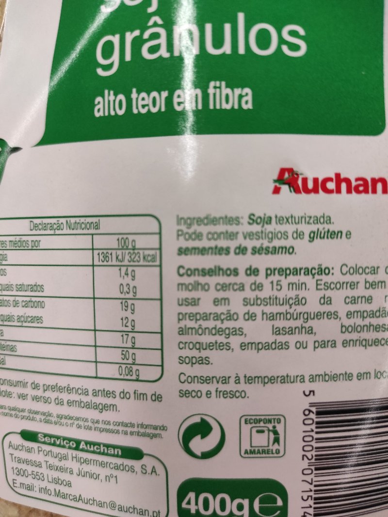 Foto da lista de ingredientes