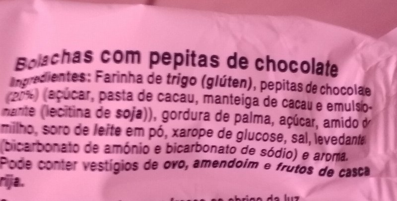 Foto da lista de ingredientes
