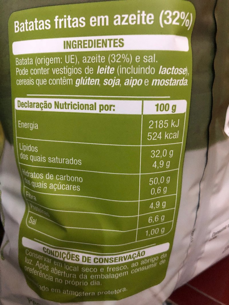Foto da lista de ingredientes