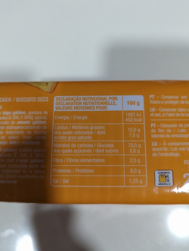 Foto da tabela nutricional