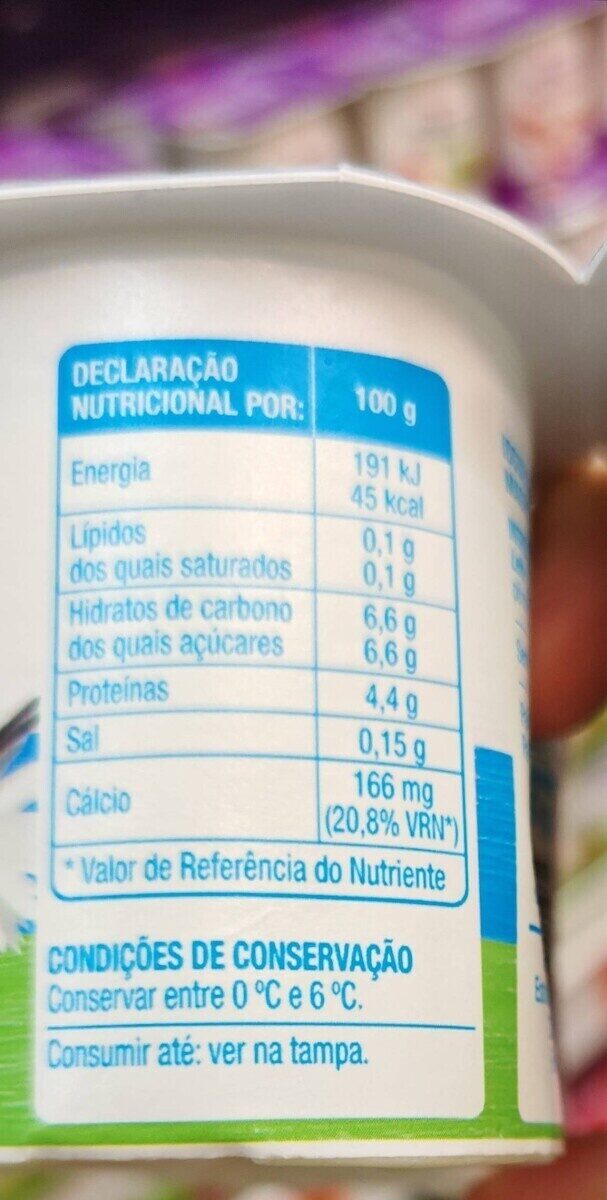 Foto da tabela nutricional