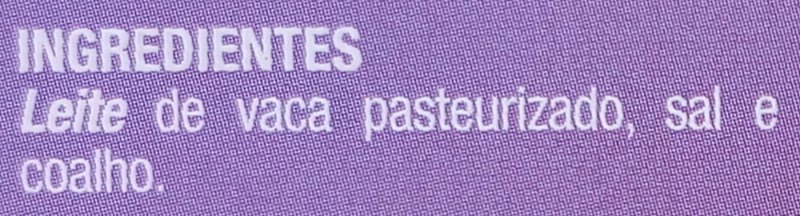 Foto da lista de ingredientes