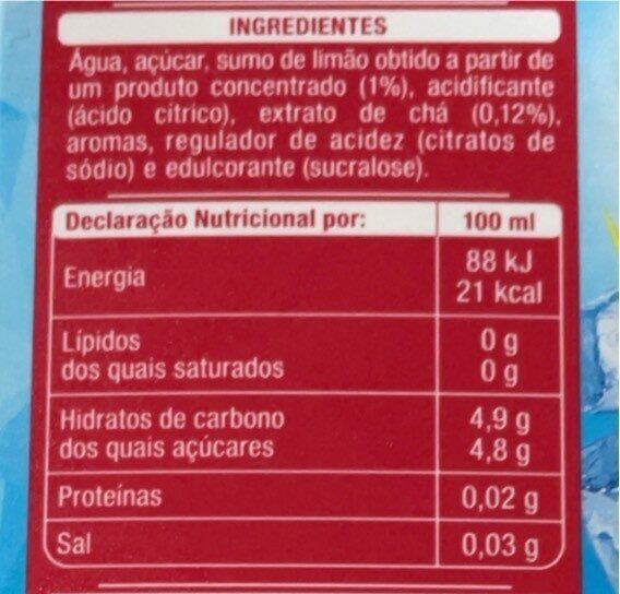 Foto da tabela nutricional