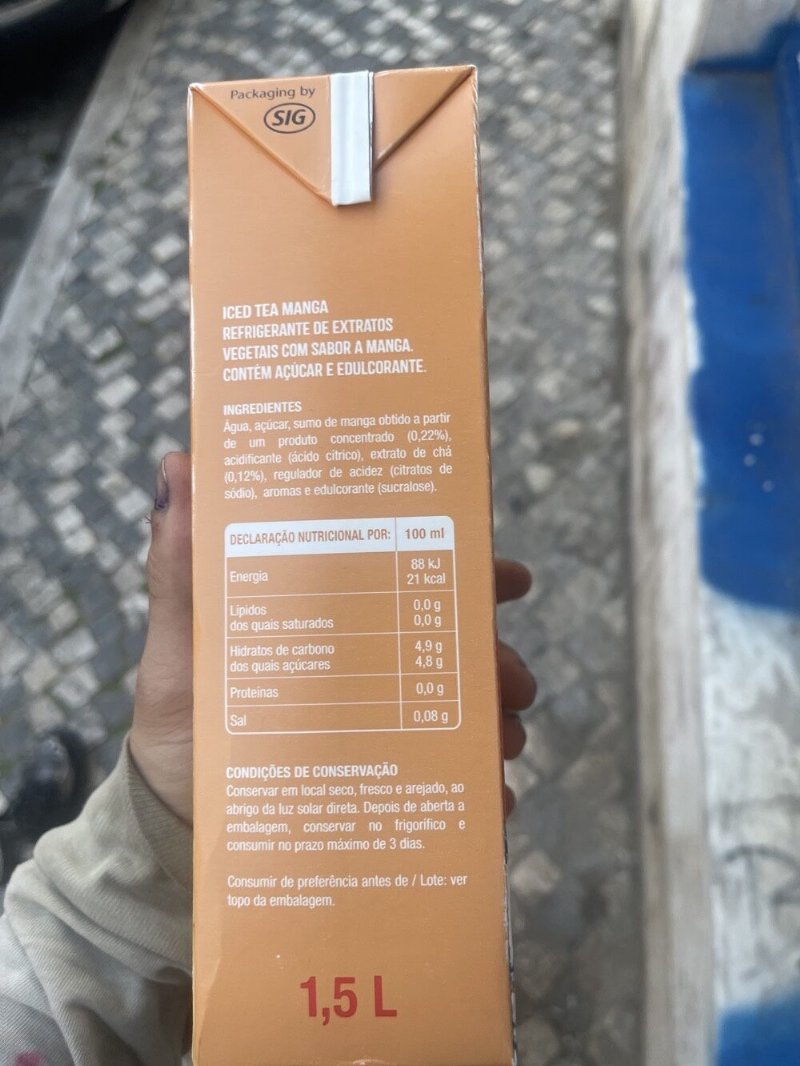 Foto da lista de ingredientes