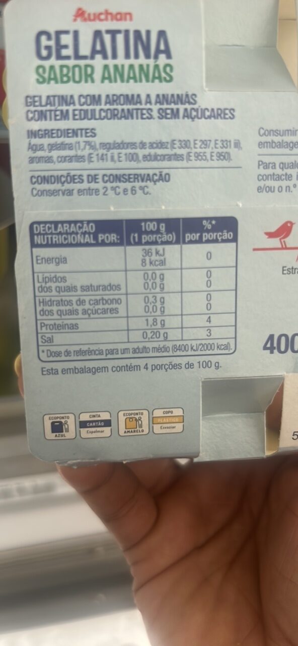 Foto da tabela nutricional