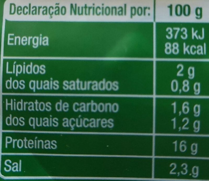 Foto da tabela nutricional