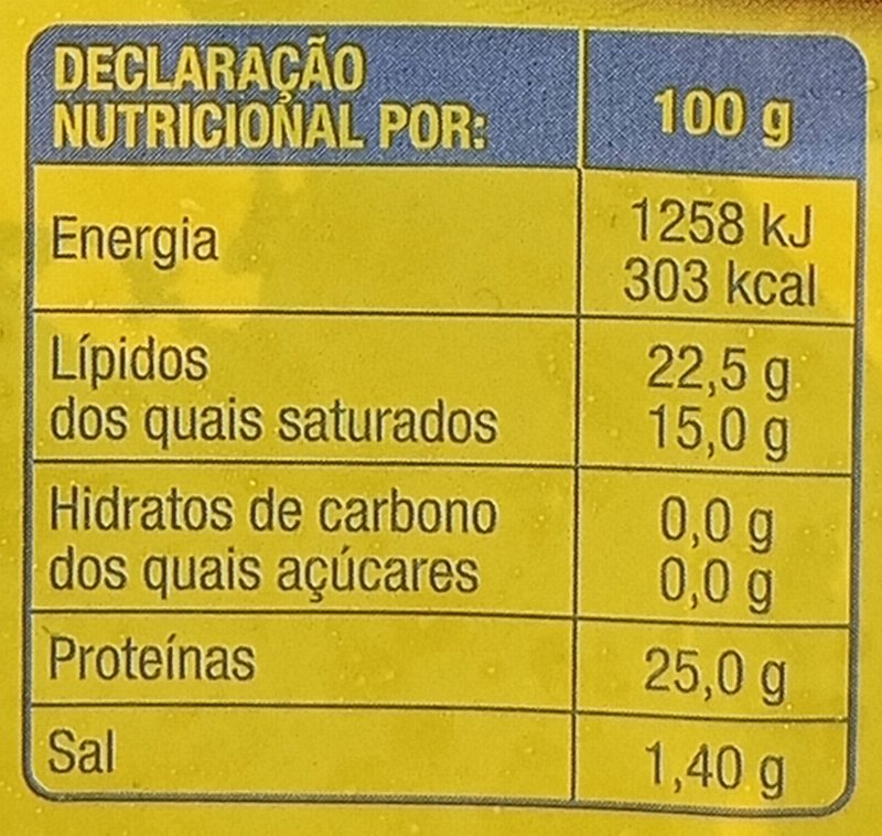 Foto da tabela nutricional