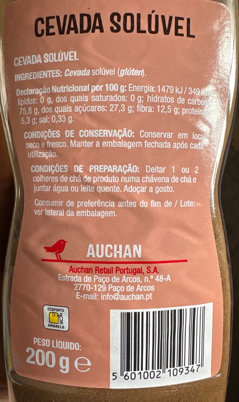 Foto da tabela nutricional