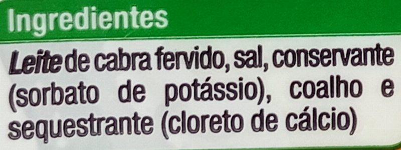 Foto da lista de ingredientes