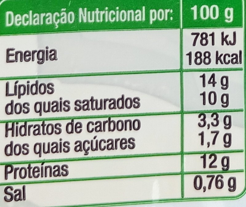 Foto da tabela nutricional