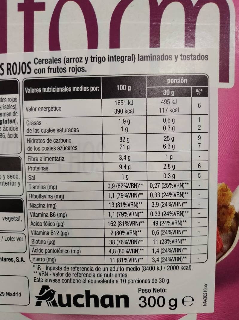Foto da tabela nutricional