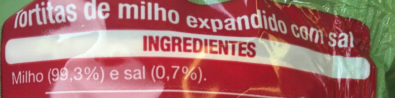 Foto da lista de ingredientes