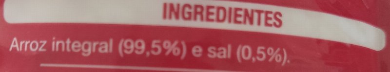 Foto da lista de ingredientes