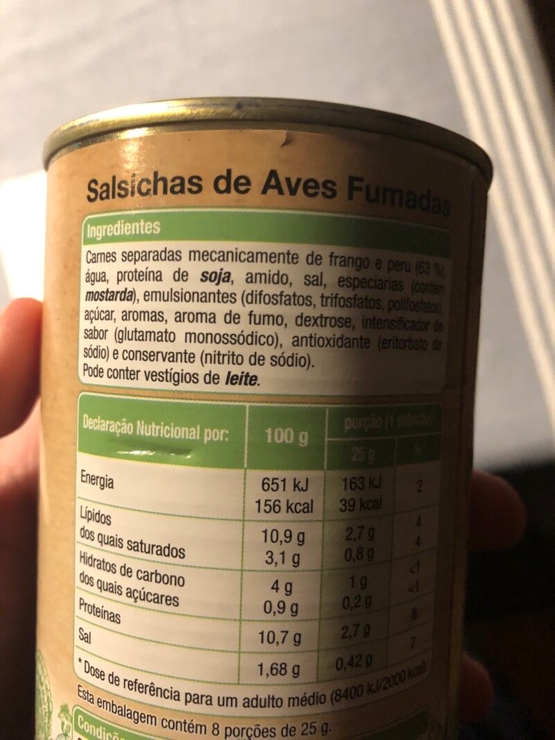 Foto da lista de ingredientes