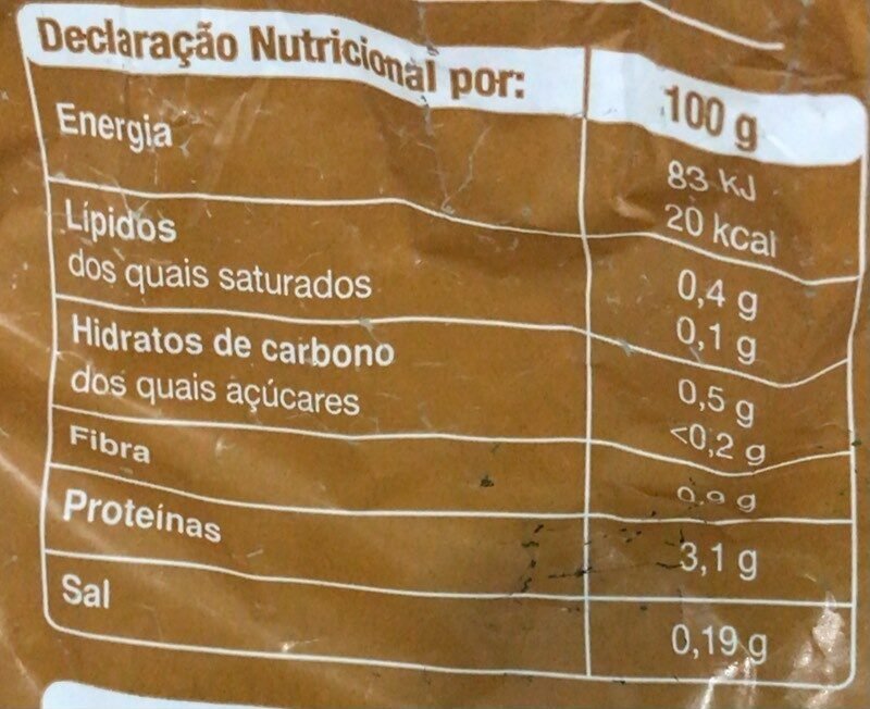 Foto da tabela nutricional