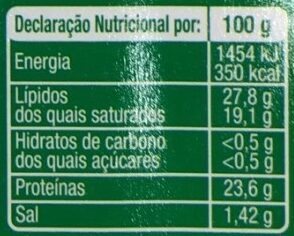 Foto da tabela nutricional