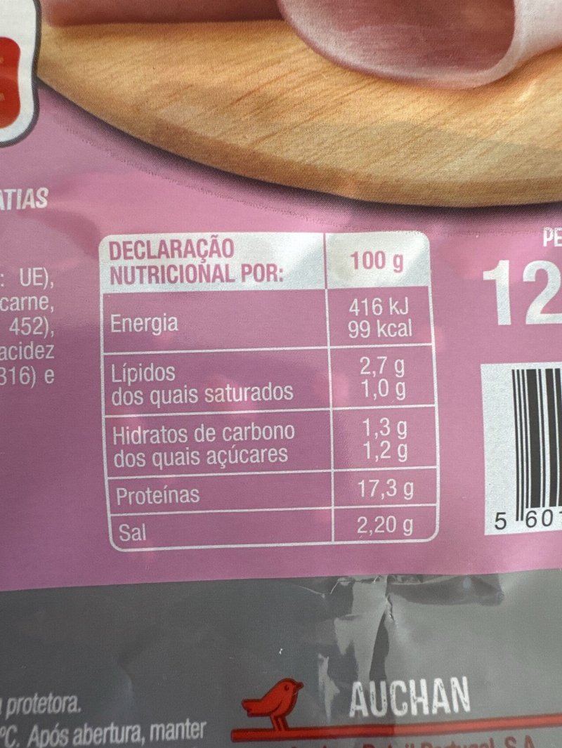 Foto da tabela nutricional