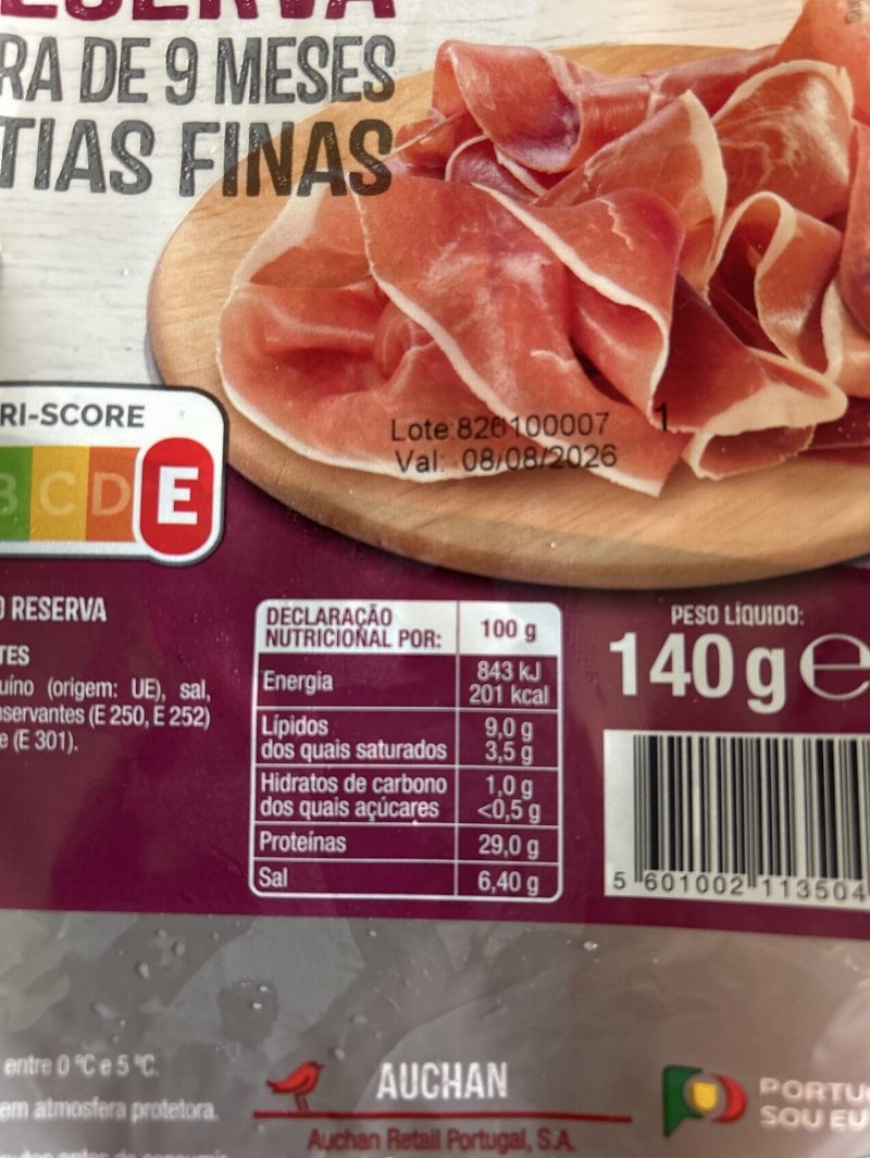 Foto da tabela nutricional