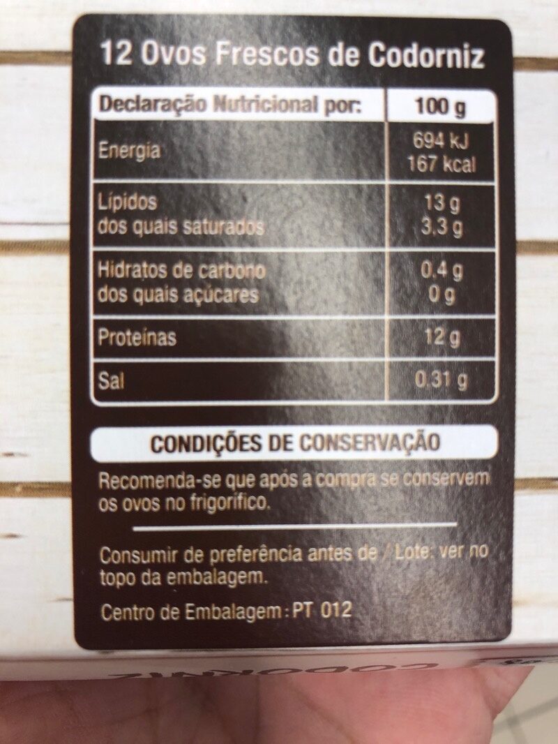 Foto da lista de ingredientes