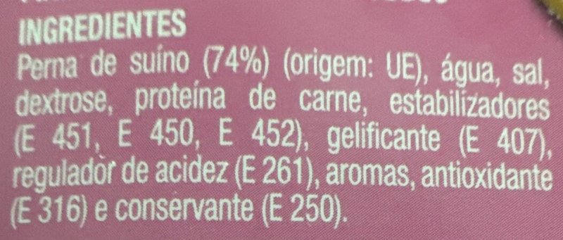 Foto da lista de ingredientes