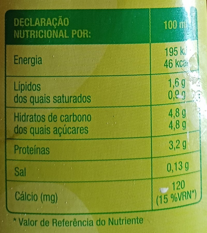 Foto da tabela nutricional
