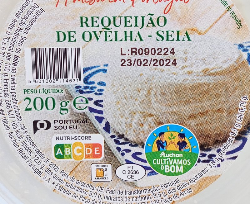 Foto da tabela nutricional