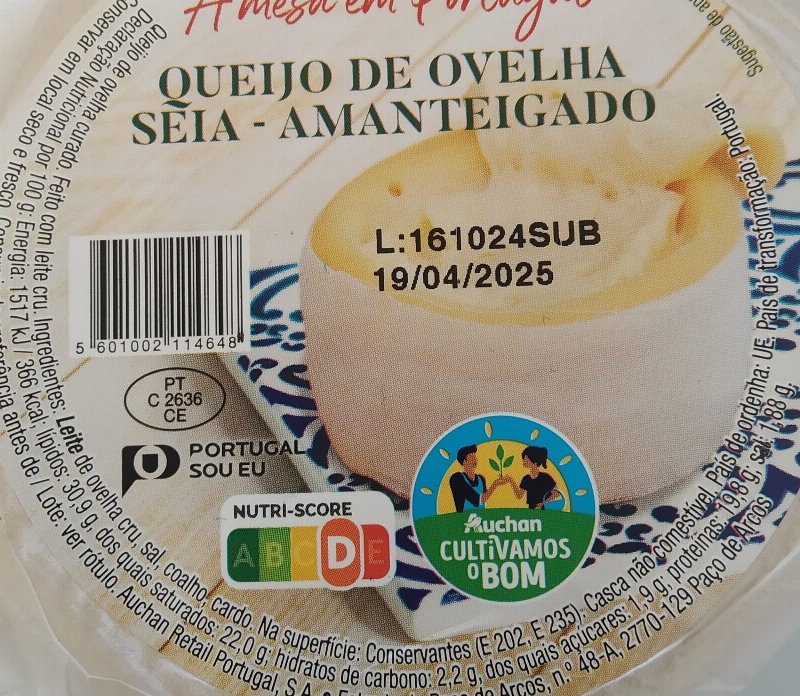 Foto da tabela nutricional